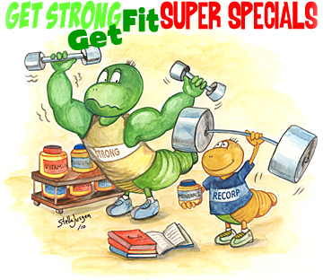 Get Strong Get Fit Super Specials - Recorp Inc. September Special, Copyright © 2010, Recorp Inc., illustration by Stella Jurgen.