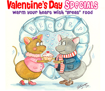 Valentine's Specials - Recorp Inc. February Special, Copyright &copy; 2010, Recorp Inc., illustration by Stella Jurgen.