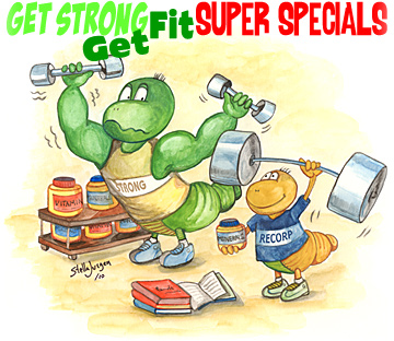 Get Strong Get Fit Super Specials - Recorp Inc. September Special, Copyright &copy; 2010, Recorp Inc., illustration by Stella Jurgen.